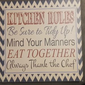 5/$20 14X14 Kitchen Rules wooden wall art